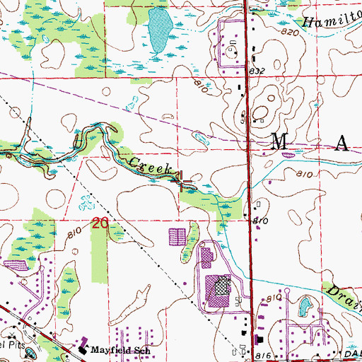 Topographic Map of Plum Creek Drain, MI