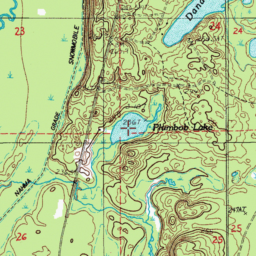 Topographic Map of Plumbob Lake, MI