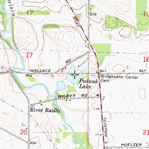 Topographic Map of Podunk Lake, MI