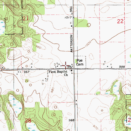 Topographic Map of Poe School, MI