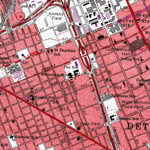 Topographic Map of Poe School, MI