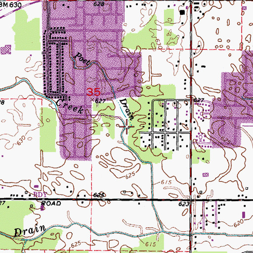 Topographic Map of Poet Drain, MI