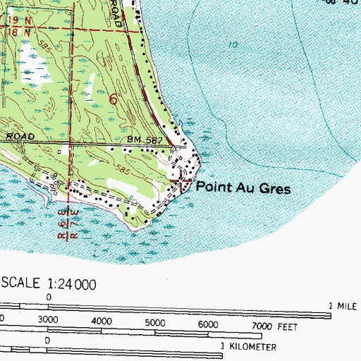 Topographic Map of Point au Gres, MI