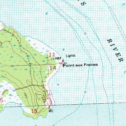 Topographic Map of Point aux Frenes, MI