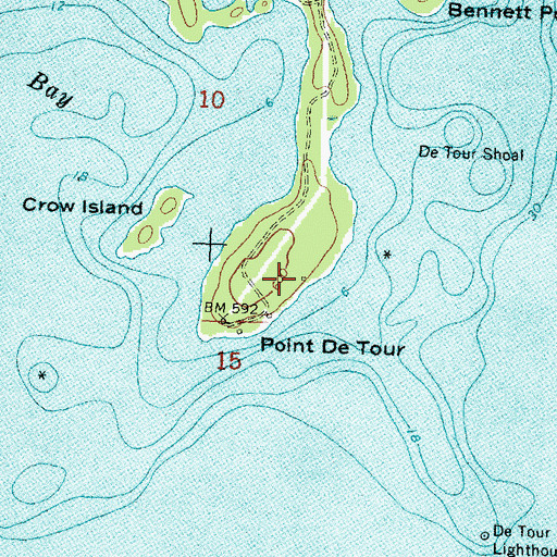 Topographic Map of Point De Tour, MI