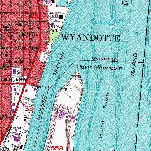 Topographic Map of Point Hennepin, MI