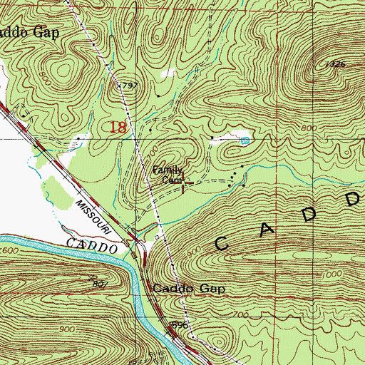 Topographic Map of Jones Valley Cemetery, AR
