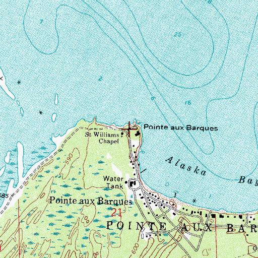 Topographic Map of Pointe aux Barques, MI