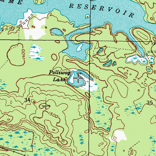 Topographic Map of Polliwog Lake, MI