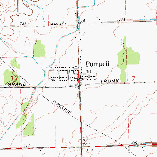 Topographic Map of Pompeii, MI