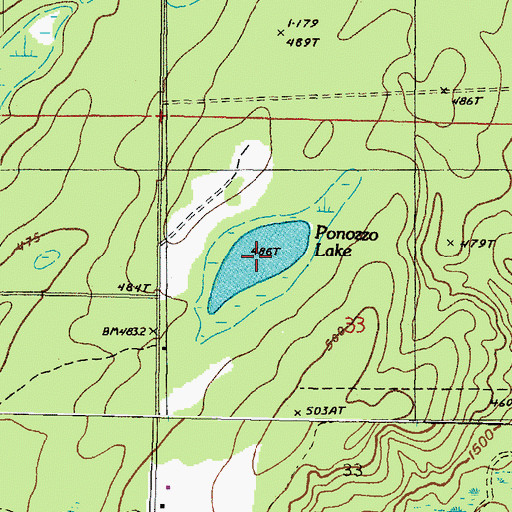 Topographic Map of Ponozzo Lake, MI