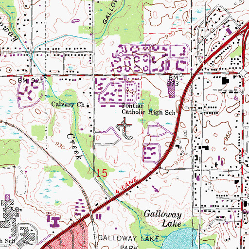 Topographic Map of Pontiac Catholic High School, MI