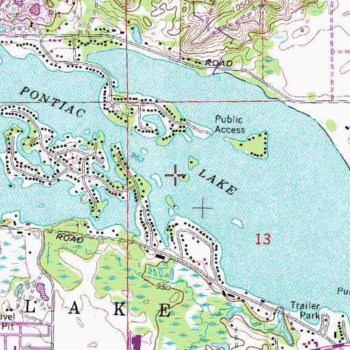 Topographic Map of Pontiac Lake, MI