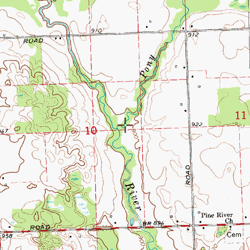 Topographic Map of Pony Creek, MI