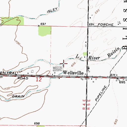 Topographic Map of Pope Drain, MI