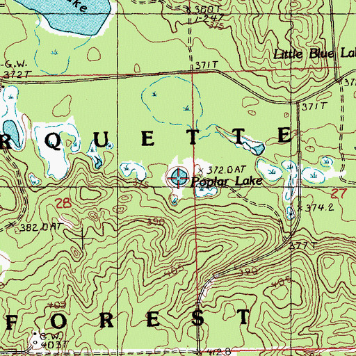 Topographic Map of Poplar Lake, MI