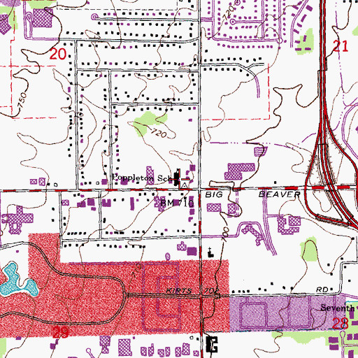 Topographic Map of Poppleton School, MI