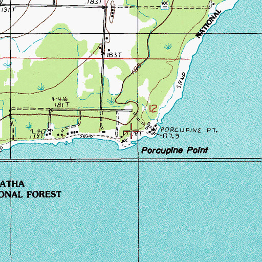 Topographic Map of Porcupine Point, MI