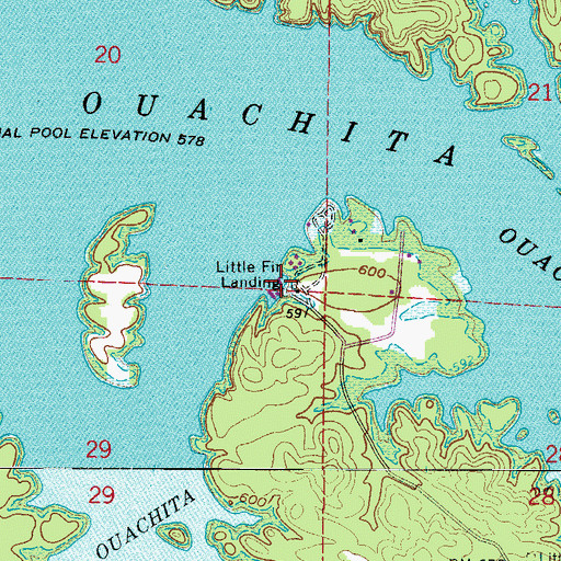 Topographic Map of Little Fir Public Use Area, AR