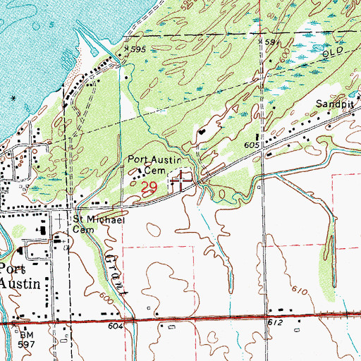 Topographic Map of Port Austin Cemetery, MI