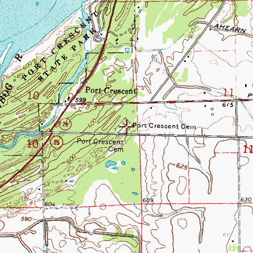 Topographic Map of Port Crescent Cemetery, MI