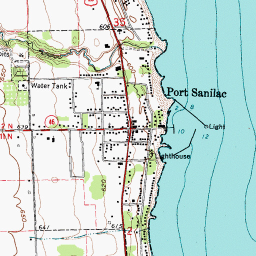 Topographic Map of Port Sanilac, MI