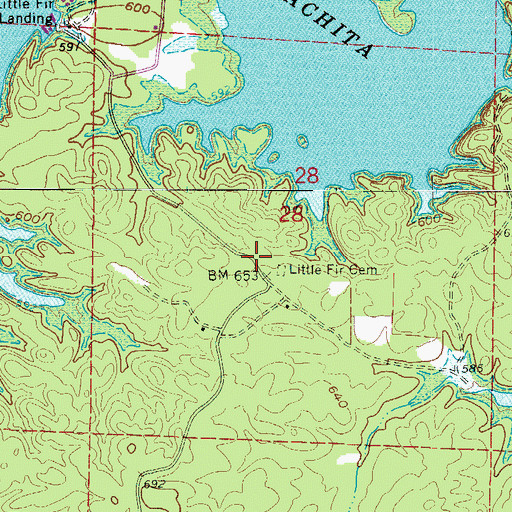 Topographic Map of Little Fir School (historical), AR