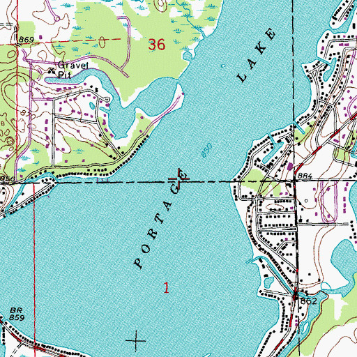 Topographic Map of Portage Lake, MI