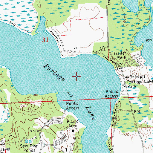 Topographic Map of Portage Lake, MI