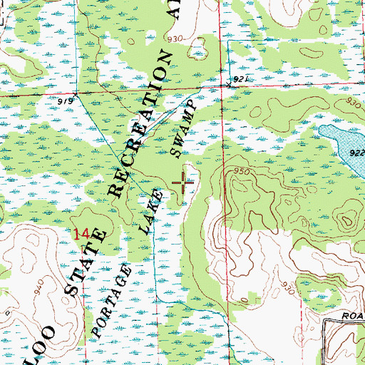 Topographic Map of Portage Lake Swamp, MI