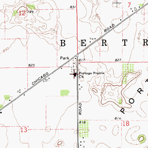 Topographic Map of Portage Prairie Church, MI