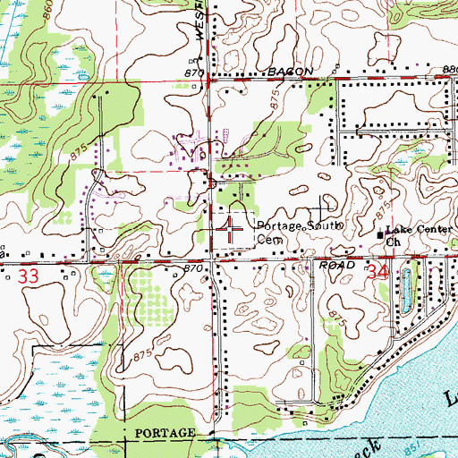 Topographic Map of Portage South Cemetery, MI