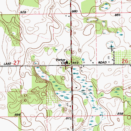 Topographic Map of Porter Church, MI