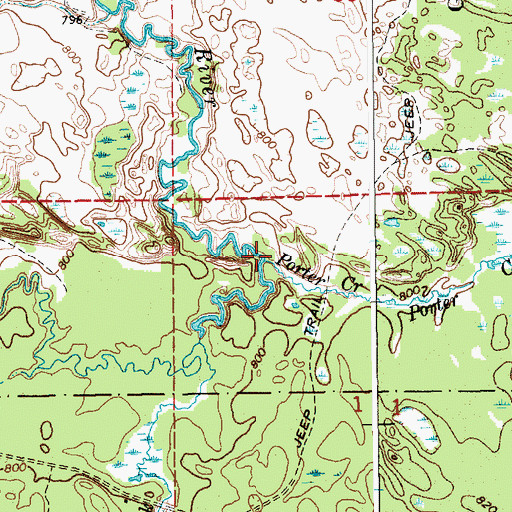 Topographic Map of Porter Creek, MI