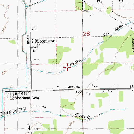 Topographic Map of Porter Drain, MI