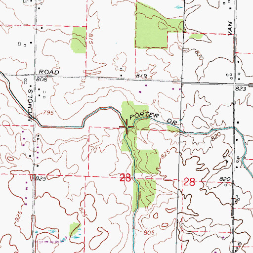 Topographic Map of Porter Drain, MI