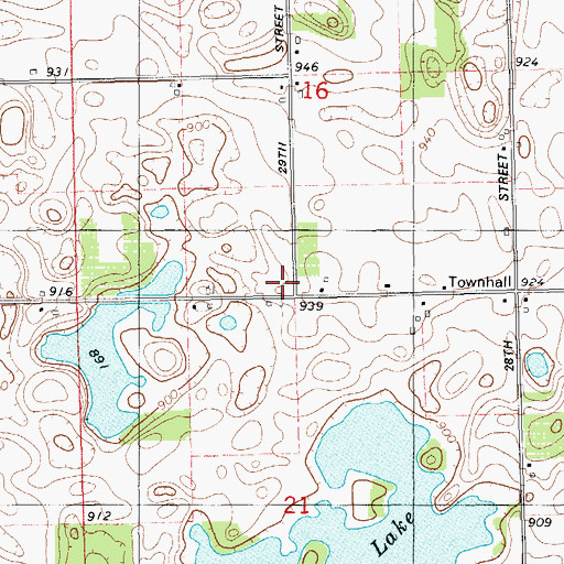 Topographic Map of Porter Town Hall, MI
