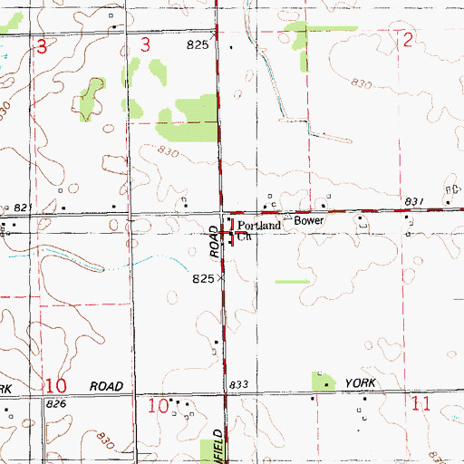 Topographic Map of Portland Church, MI