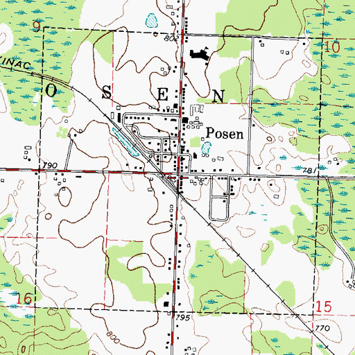 Topographic Map of Posen, MI