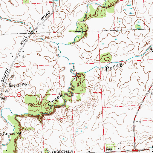 Topographic Map of Posey Lake Drain, MI