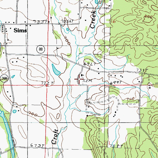 Topographic Map of Lone Valley Cemetery, AR