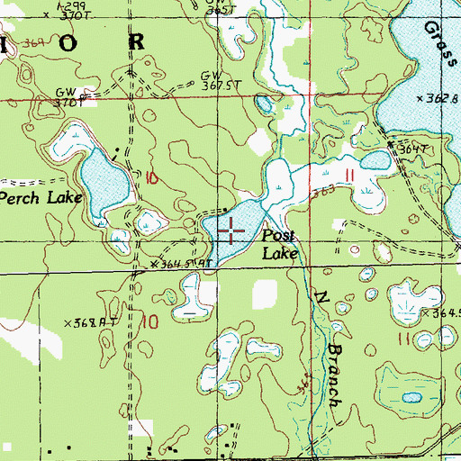 Topographic Map of Post Lake, MI
