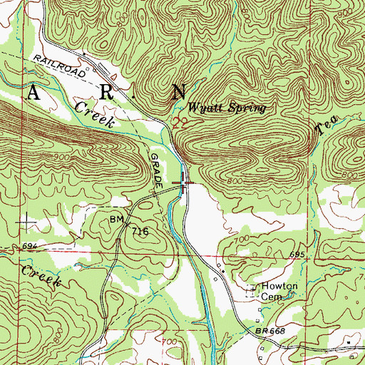 Topographic Map of Lucky (historical), AR