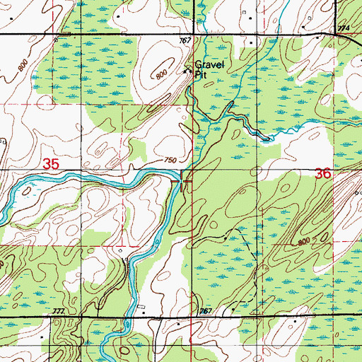 Topographic Map of Poterfield Creek, MI
