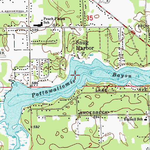 Topographic Map of Pottawattomie Bayou, MI