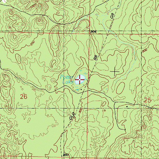 Topographic Map of Potter Lake, MI