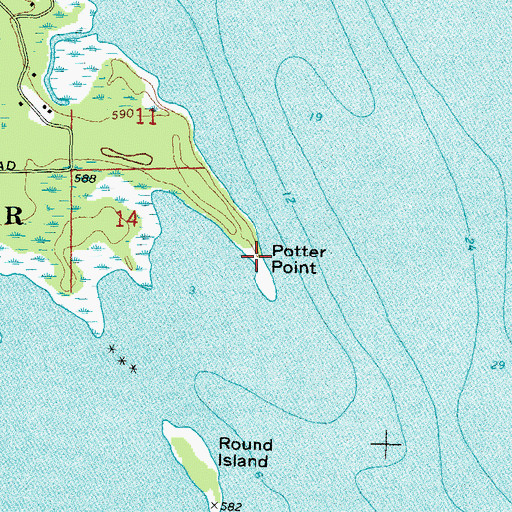 Topographic Map of Potter Point, MI