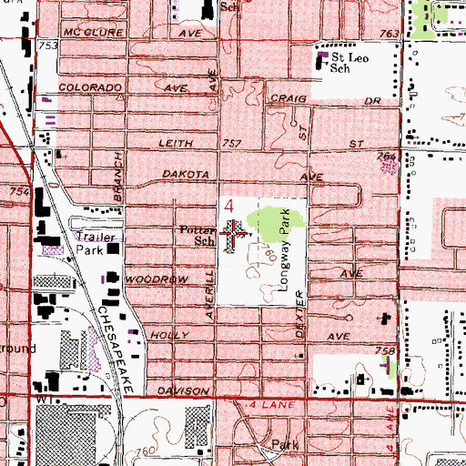 Topographic Map of Potter School, MI