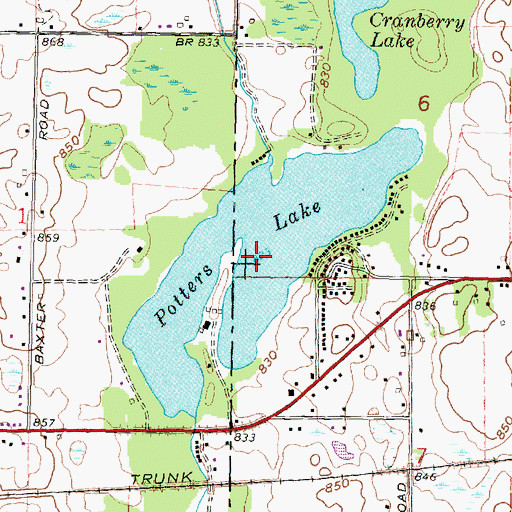 Topographic Map of Potters Lake, MI