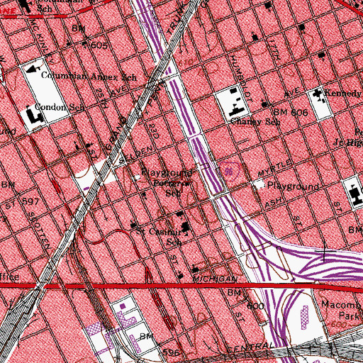 Topographic Map of Potter School, MI